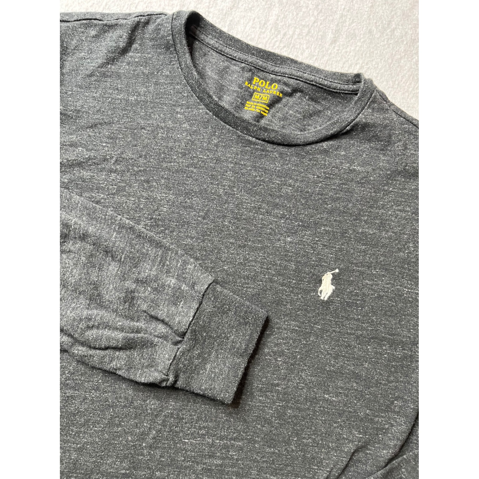 Polo Ralph Lauren Men Long Sleeve Crew Neck T Shirt Heather Gray M Pony Logo